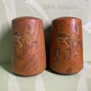 Handmade wooden salt & pepper shakers with woodland creatures decals (3/$25)